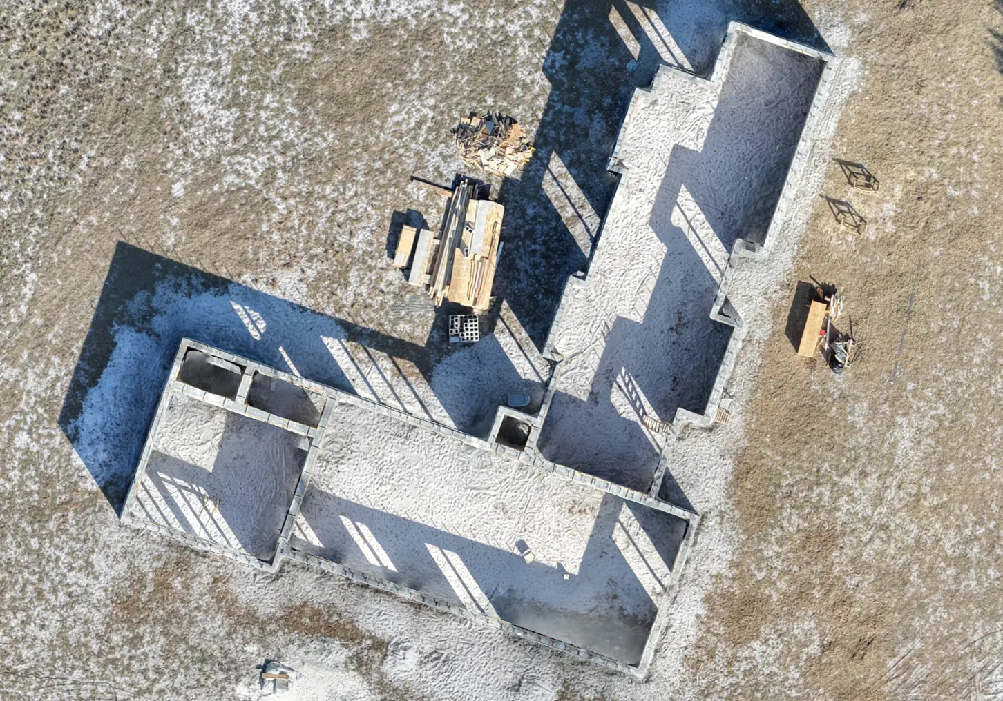 Orthomosaic detail, New build · straight down